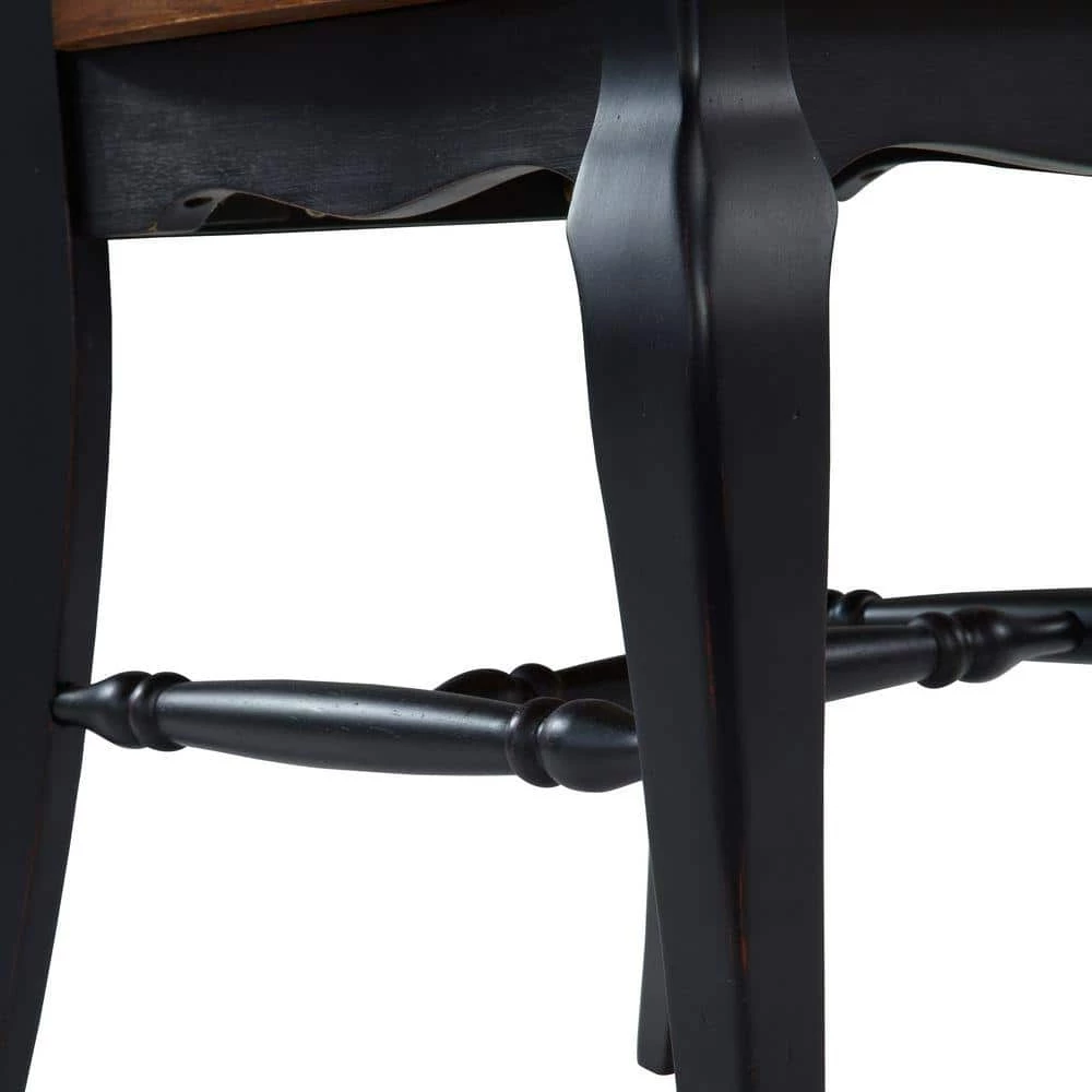 French Countryside Rubbed Black Oak Dining Chair (Set of 2) by HOMESTYLES 4 French Countryside Rubbed Black Oak Dining Chair (Set of 2) by HOMESTYLES - Image 4