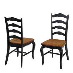 French Countryside Rubbed Black Oak Dining Chair (Set of 2) by HOMESTYLES