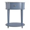 Abelia 21.6 in. Pale Blue with Faux Marble Top Round End Table with Drawer and Shelf by Ameriwood Home
