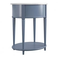 Abelia 21.6 in. Pale Blue with Faux Marble Top Round End Table with Drawer and Shelf by Ameriwood Home -Deals HOMESTYLES Store her majesty blue ameriwood home end side tables hd01928 66 1000