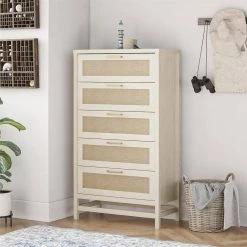 Leeland 5-Drawer Ivory Oak with Faux Rattan Chest of-Drawers (55.63 in. x 31.65 in. x 15.67 in.) by Ameriwood Home 18 Leeland 5-Drawer Ivory Oak with Faux Rattan Chest of-Drawers (55.63 in. x 31.65 in. x 15.67 in.) by Ameriwood Home -Deals HOMESTYLES Store ivory oak ameriwood home chest of drawers hd71950 4f 1000