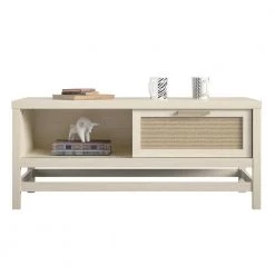 Leeland 19.49 in. Ivory Oak Rectangular with Faux Rattan MDF Coffee Table by Ameriwood Home -Deals HOMESTYLES Store ivory oak ameriwood home coffee tables hd73171 c3 1000