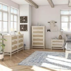 Leeland 6-Drawer Ivory Oak Dresser (37.28 in. H x 59.37 in. W x 15.67 in. D) by Ameriwood Home -Deals HOMESTYLES Store ivory oak ameriwood home dressers hd28995 fa 1000