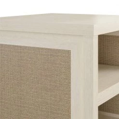 Leeland 19.49 in. Ivory Oak End Table with Faux Rattan by Ameriwood Home -Deals HOMESTYLES Store ivory oak ameriwood home end side tables hd24889 fa 1000