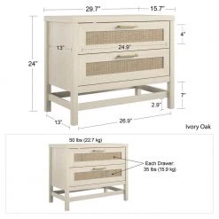 Leeland 2-Drawer Ivory Oak Nightstand 24.02 in. H x 29.69 in. W x 15.67 in. D by Ameriwood Home -Deals HOMESTYLES Store ivory oak ameriwood home nightstands hd76781 4f 1000