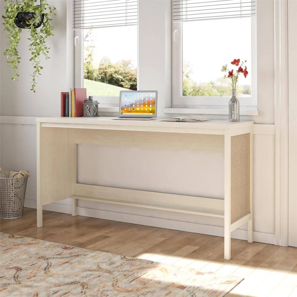 Leeland 67.7 in. Ivory Oak and Faux Rattan Console Table by Ameriwood Home 11 Leeland 67.7 in. Ivory Oak and Faux Rattan Console Table by Ameriwood Home - Image 11