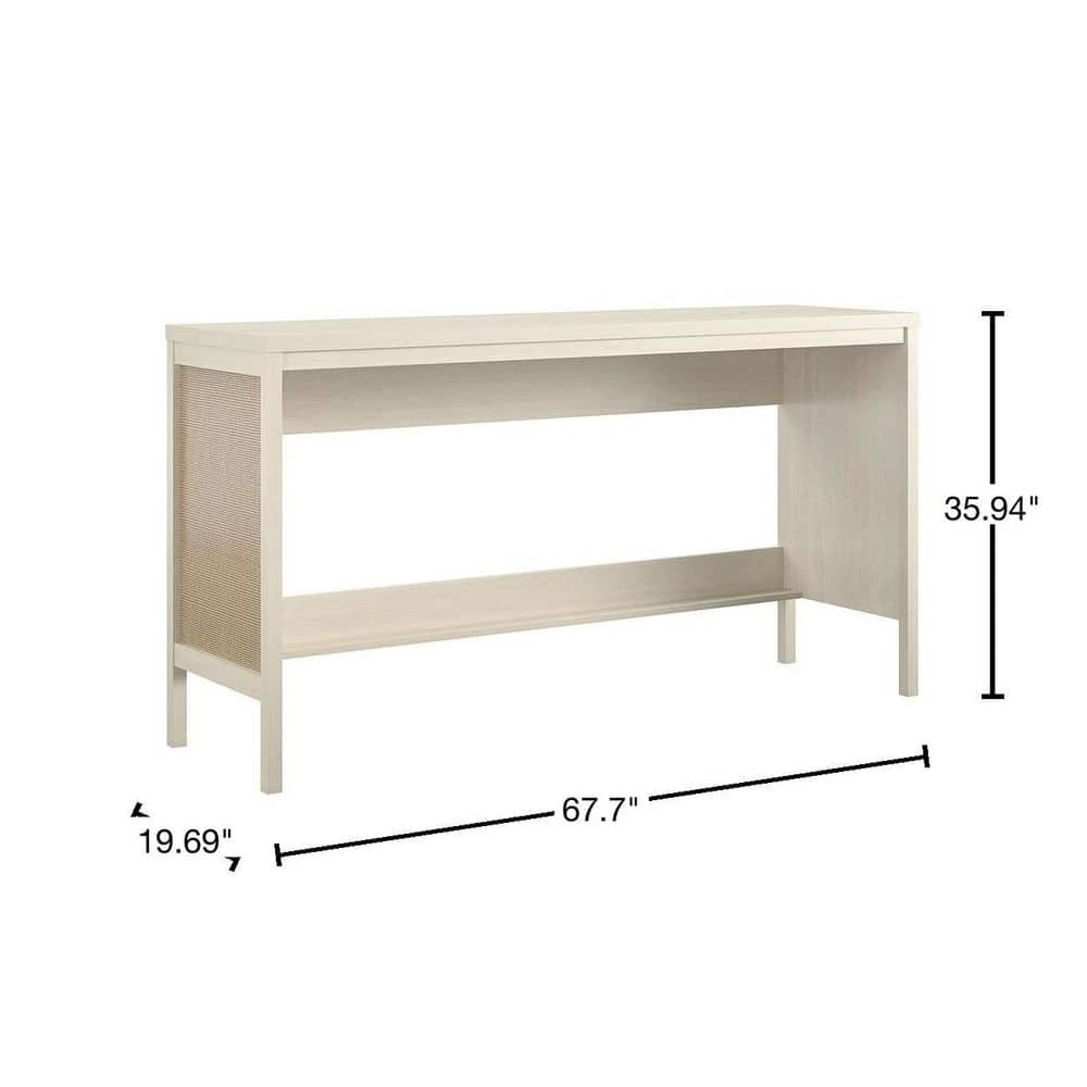 Leeland 67.7 in. Ivory Oak and Faux Rattan Console Table by Ameriwood Home 3 Leeland 67.7 in. Ivory Oak and Faux Rattan Console Table by Ameriwood Home - Image 3
