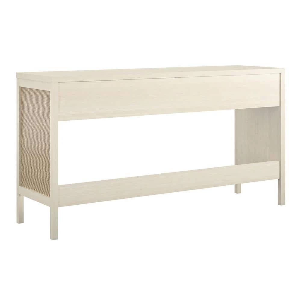 Leeland 67.7 in. Ivory Oak and Faux Rattan Console Table by Ameriwood Home 4 Leeland 67.7 in. Ivory Oak and Faux Rattan Console Table by Ameriwood Home - Image 4