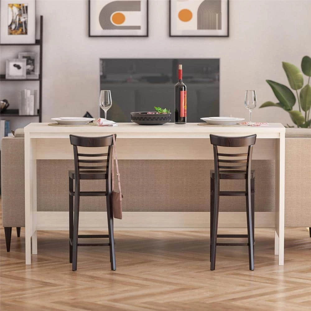 Leeland 67.7 in. Ivory Oak and Faux Rattan Console Table by Ameriwood Home 9 Leeland 67.7 in. Ivory Oak and Faux Rattan Console Table by Ameriwood Home - Image 9