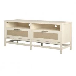 Leeland 58.4 in. Ivory Oak and Faux Rattan TV Stand for TVs up to 60 in. by Ameriwood Home -Deals HOMESTYLES Store ivory oak and faux rattan ameriwood home tv stands hd57652 40 1000