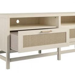 Leeland 58.4 in. Ivory Oak and Faux Rattan TV Stand for TVs up to 60 in. by Ameriwood Home -Deals HOMESTYLES Store ivory oak and faux rattan ameriwood home tv stands hd57652 77 1000