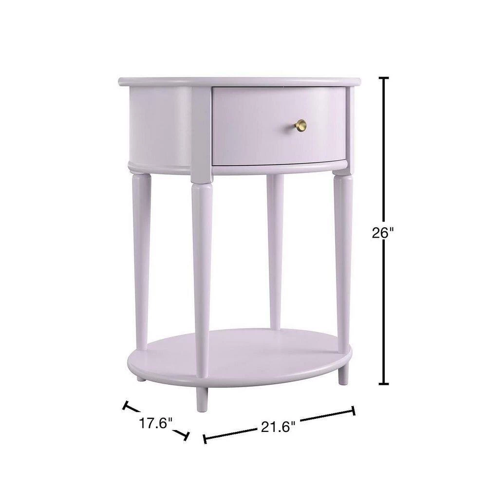 Abelia 21.6 in. Lavender Round End Table with Drawer and Shelf by Ameriwood Home 3 Abelia 21.6 in. Lavender Round End Table with Drawer and Shelf by Ameriwood Home - Image 3