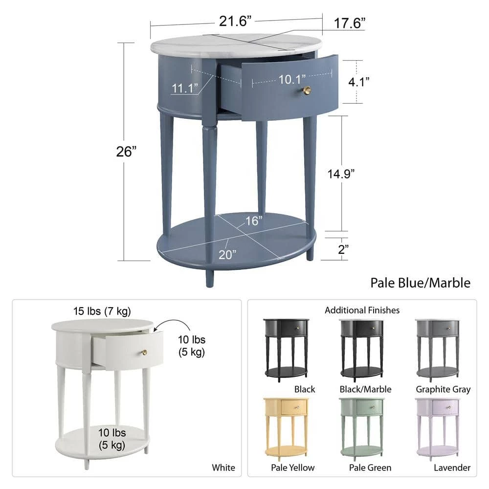 Abelia 21.6 in. Lavender Round End Table with Drawer and Shelf by Ameriwood Home 6 Abelia 21.6 in. Lavender Round End Table with Drawer and Shelf by Ameriwood Home - Image 6