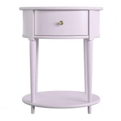 Abelia 21.6 in. Lavender Round End Table with Drawer and Shelf by Ameriwood Home