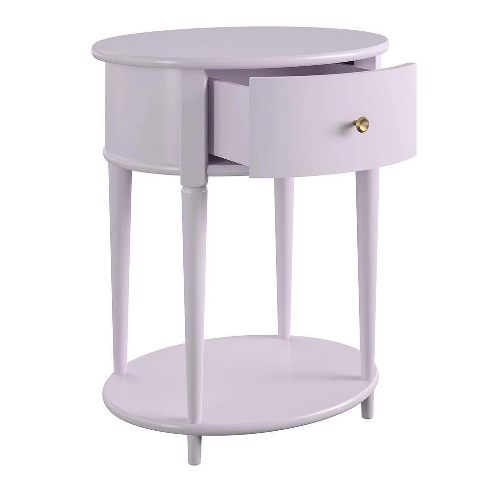 Abelia 21.6 in. Lavender Round End Table with Drawer and Shelf by Ameriwood Home 4 Abelia 21.6 in. Lavender Round End Table with Drawer and Shelf by Ameriwood Home - Image 4