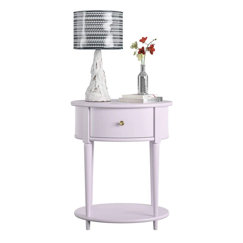Abelia 21.6 in. Lavender Round End Table with Drawer and Shelf by Ameriwood Home 5 Abelia 21.6 in. Lavender Round End Table with Drawer and Shelf by Ameriwood Home - Image 5
