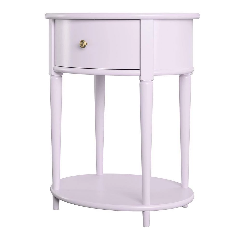 Abelia 21.6 in. Lavender Round End Table with Drawer and Shelf by Ameriwood Home 2 Abelia 21.6 in. Lavender Round End Table with Drawer and Shelf by Ameriwood Home - Image 2