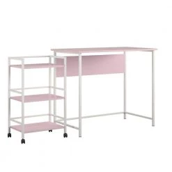 Bernay 36 in. Light Pink Desk with Rolling Cart Bundle by Ameriwood Home -Deals HOMESTYLES Store light pink ameriwood home writing desks hd93570 40 1000