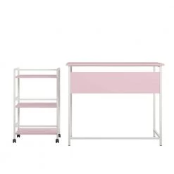 Bernay 36 in. Light Pink Desk with Rolling Cart Bundle by Ameriwood Home -Deals HOMESTYLES Store light pink ameriwood home writing desks hd93570 66 1000