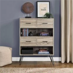 Reed Terrace 43.7 in. Sonoma Oak Wood 2-shelf Standard Bookcase with Drawers by Ameriwood Home -Deals HOMESTYLES Store light sonoma oak ameriwood home bookcases bookshelves hd50486 c3 1000