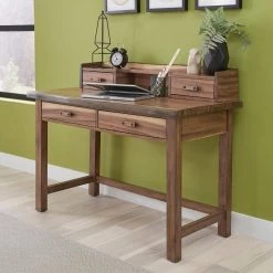 Forest Retreat 48 in. Live Teak Wood Brown Writing Desk and Hutch by HOMESTYLES -Deals HOMESTYLES Store live teak wood brown homestyles writing desks 5185 162 31 1000