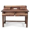 Forest Retreat 48 in. Live Teak Wood Brown Writing Desk and Hutch by HOMESTYLES