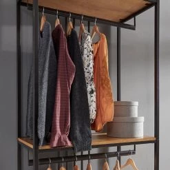 Modern Craftsman 36 in. Oak Wood Wall Closet System by HOMESTYLES -Deals HOMESTYLES Store natural aged brown oak finish homestyles armoires wardrobes 5050 77 1f 1000