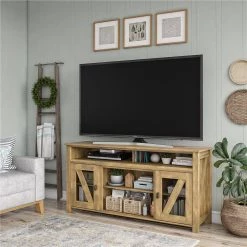Macona 60 in. Natural Particle Board TV Stand Fits TVs Up to 60 in. with Cable Management by Ameriwood Home -Deals HOMESTYLES Store natural ameriwood home tv stands hd89396 31 1000