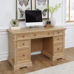 Manor House 56 in. Natural Wood 7-Drawer Pedestal Executive Desk by HOMESTYLES -Deals HOMESTYLES Store natural homestyles executive desks 5504 18 fa 1000