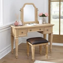 Manor House Natural Vanity and Bench Set by HOMESTYLES -Deals HOMESTYLES Store natural homestyles makeup vanities 5504 72 fa 1000