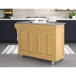 Create-a-Cart Natural Kitchen Cart With Stainless Top by HOMESTYLES -Deals HOMESTYLES Store natural with stainless top homestyles kitchen carts 9200 1012 fa 1000