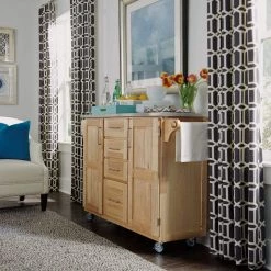 Natural Wood Kitchen Cart with Stainless Top and Breakfast Bar by HOMESTYLES -Deals HOMESTYLES Store natural wood with stainless top homestyles kitchen carts 5086 95 4f 1000