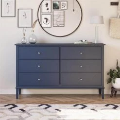 Queensbury 6-Drawer in Navy Dresser 33.5 in. H x 55.3 in. W x 16.1 in. D by Ameriwood Home -Deals HOMESTYLES Store navy ameriwood home dressers hd46629 31 1000