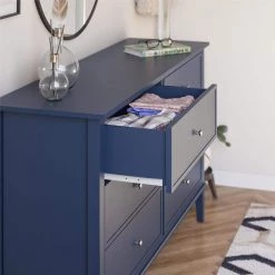Queensbury 6-Drawer in Navy Dresser 33.5 in. H x 55.3 in. W x 16.1 in. D by Ameriwood Home -Deals HOMESTYLES Store navy ameriwood home dressers hd46629 77 1000