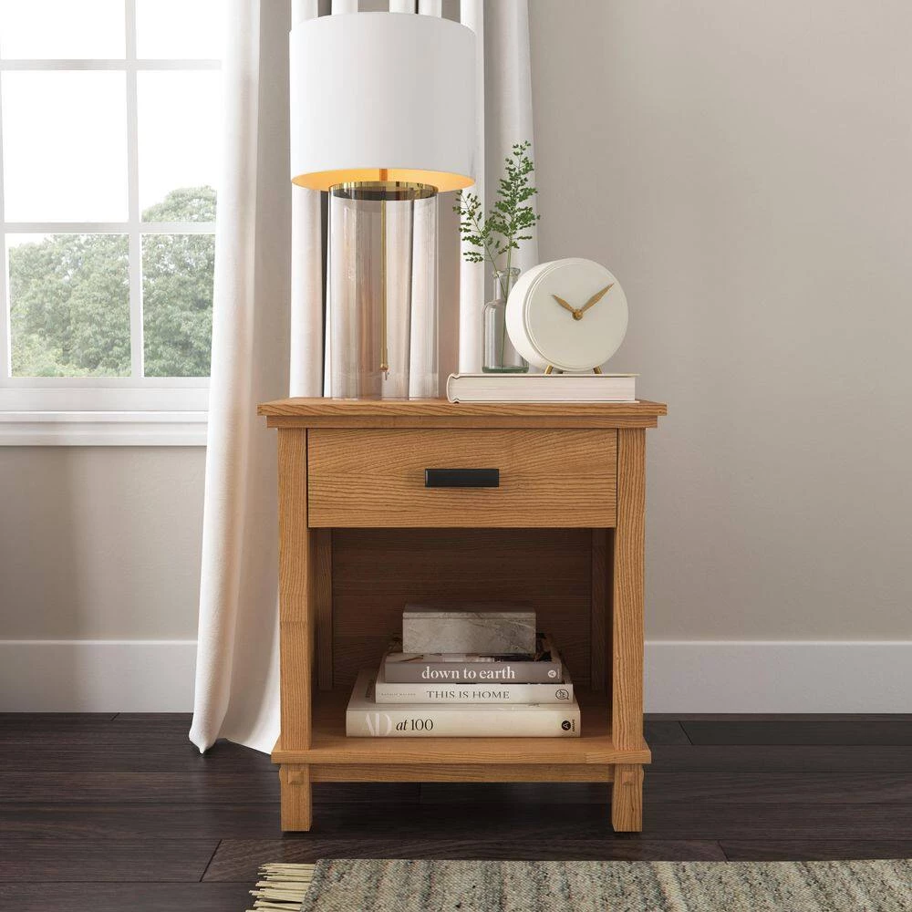 Oak Park 1-Drawer Oak Closed Storage Nightstand by HOMESTYLES 11 Oak Park 1-Drawer Oak Closed Storage Nightstand by HOMESTYLES - Image 11