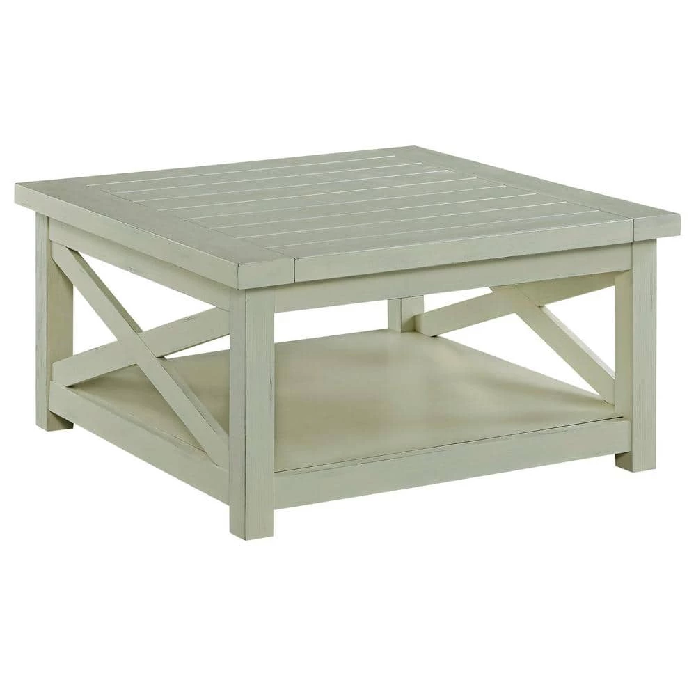 Seaside 36 in. White Medium Rectangle Wood Coffee Table with Shelf by HOMESTYLES 1 Seaside 36 in. White Medium Rectangle Wood Coffee Table with Shelf by HOMESTYLES