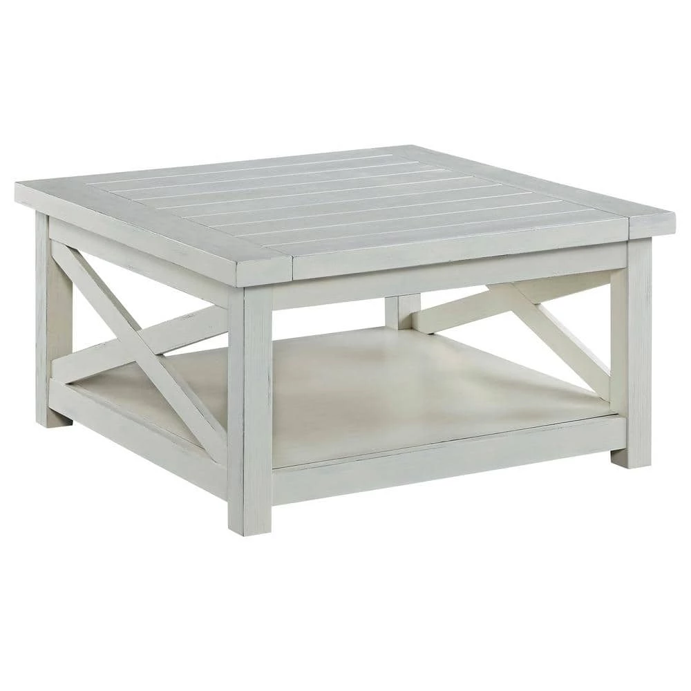 Seaside 36 in. White Medium Rectangle Wood Coffee Table with Shelf by HOMESTYLES 2 Seaside 36 in. White Medium Rectangle Wood Coffee Table with Shelf by HOMESTYLES - Image 2