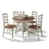 French Countryside 5-Piece Oak and Rubbed White Dining Set by HOMESTYLES