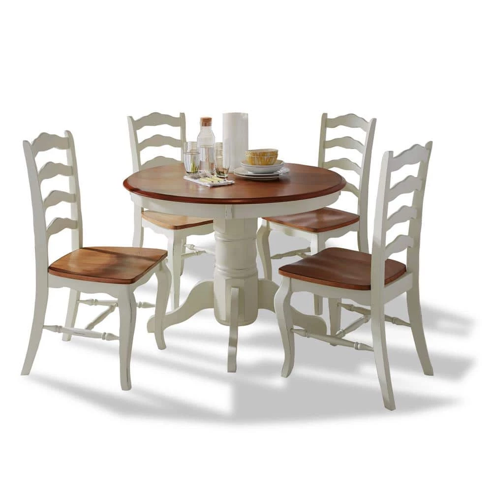 French Countryside 5-Piece Oak and Rubbed White Dining Set by HOMESTYLES 1 French Countryside 5-Piece Oak and Rubbed White Dining Set by HOMESTYLES