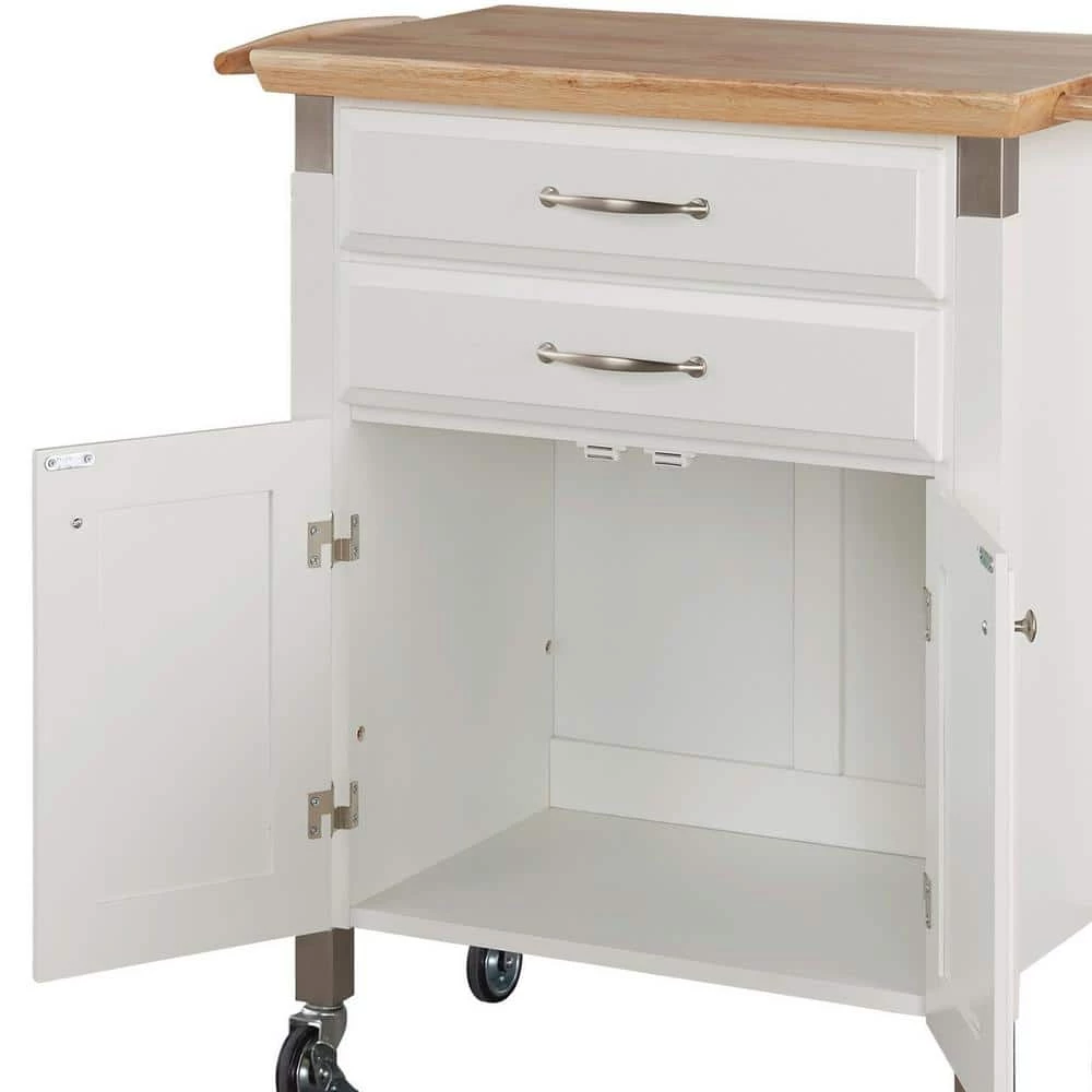 Dolly Madison White Kitchen Cart with Natural Wood Top by HOMESTYLES 6 Dolly Madison White Kitchen Cart with Natural Wood Top by HOMESTYLES - Image 6