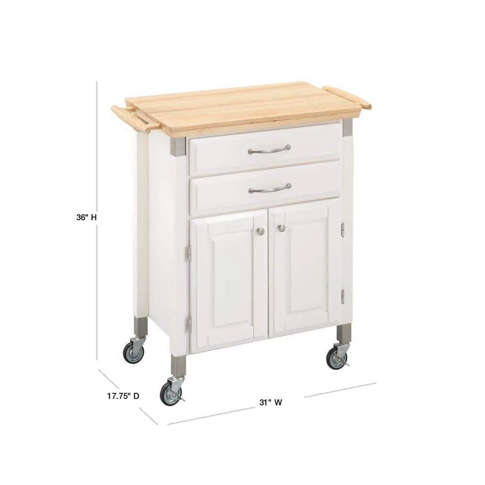 Dolly Madison White Kitchen Cart with Natural Wood Top by HOMESTYLES 2 Dolly Madison White Kitchen Cart with Natural Wood Top by HOMESTYLES - Image 2