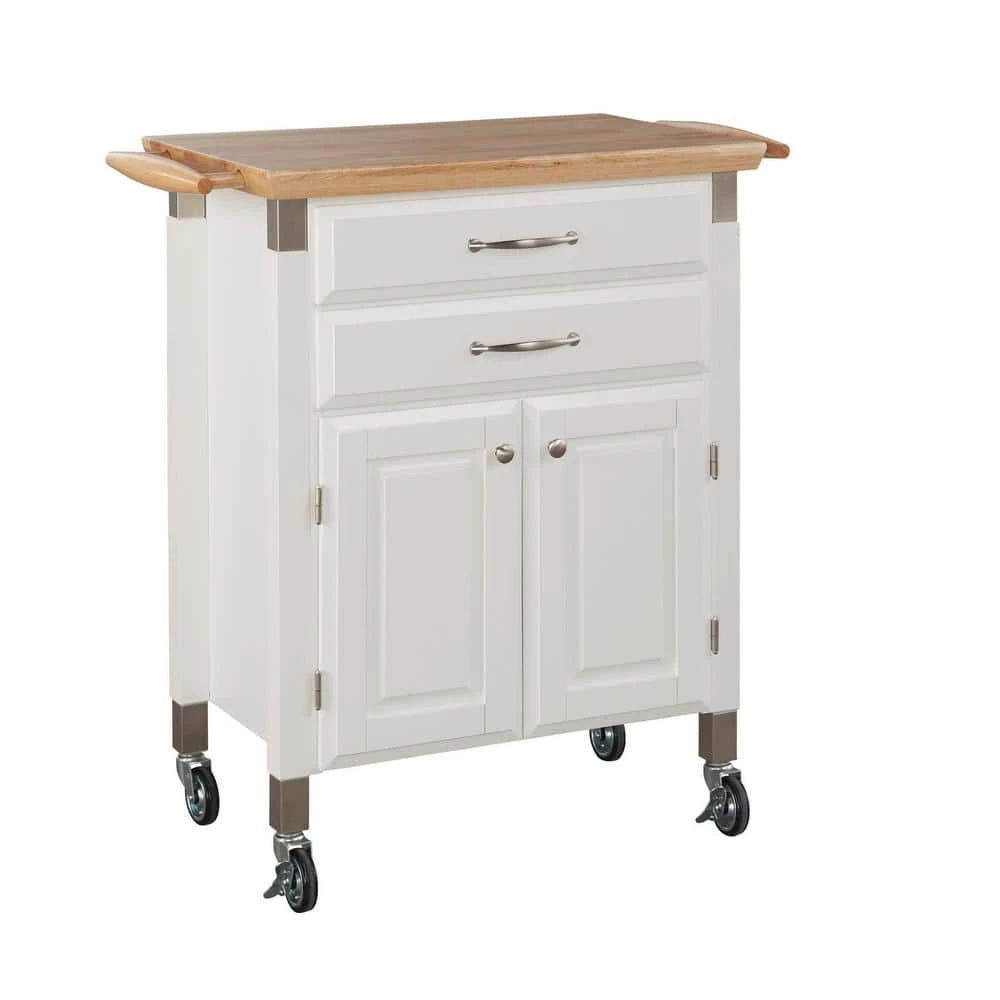 Dolly Madison White Kitchen Cart with Natural Wood Top by HOMESTYLES 1 Dolly Madison White Kitchen Cart with Natural Wood Top by HOMESTYLES
