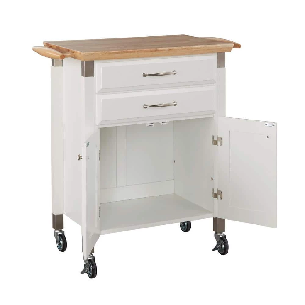 Dolly Madison White Kitchen Cart with Natural Wood Top by HOMESTYLES 3 Dolly Madison White Kitchen Cart with Natural Wood Top by HOMESTYLES - Image 3
