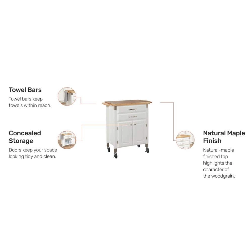 Dolly Madison White Kitchen Cart with Natural Wood Top by HOMESTYLES 4 Dolly Madison White Kitchen Cart with Natural Wood Top by HOMESTYLES - Image 4