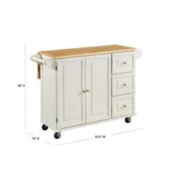 Dolly Madison White Kitchen Cart with Natural Wood Top by HOMESTYLES -Deals HOMESTYLES Store off white homestyles kitchen carts 4511 95 40 1000
