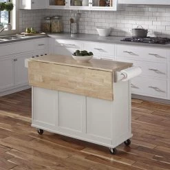 Dolly Madison White Kitchen Cart with Natural Wood Top by HOMESTYLES -Deals HOMESTYLES Store off white homestyles kitchen carts 4511 95 44 1000