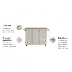 Dolly Madison White Kitchen Cart with Natural Wood Top by HOMESTYLES -Deals HOMESTYLES Store off white homestyles kitchen carts 4511 95 4f 1000