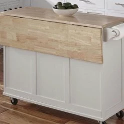 Dolly Madison White Kitchen Cart with Natural Wood Top by HOMESTYLES -Deals HOMESTYLES Store off white homestyles kitchen carts 4511 95 77 1000