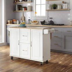 Dolly Madison White Kitchen Cart with Natural Wood Top by HOMESTYLES 19 Dolly Madison White Kitchen Cart with Natural Wood Top by HOMESTYLES -Deals HOMESTYLES Store off white homestyles kitchen carts 4516 95 31 1000