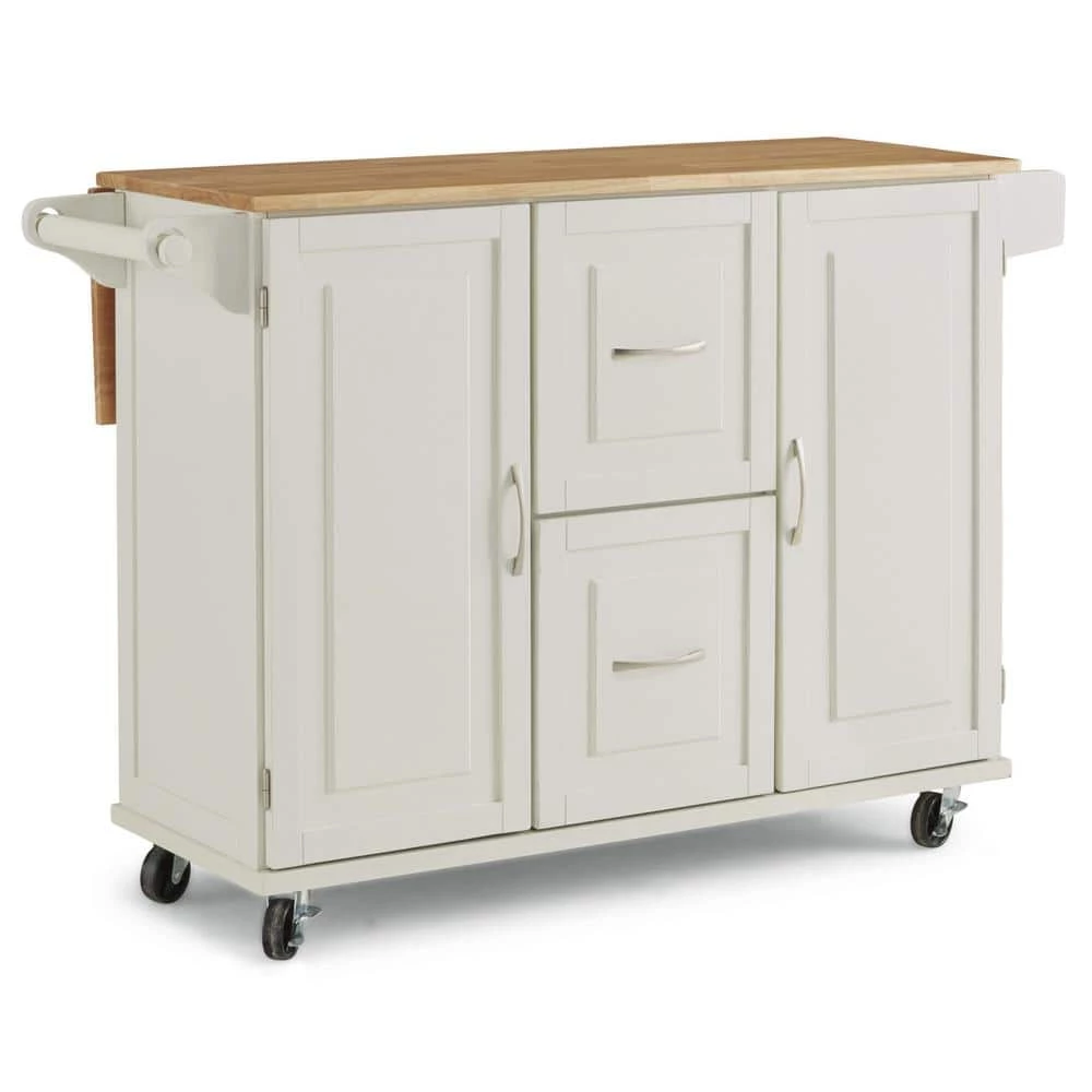 Dolly Madison White Kitchen Cart with Natural Wood Top by HOMESTYLES 1 Dolly Madison White Kitchen Cart with Natural Wood Top by HOMESTYLES